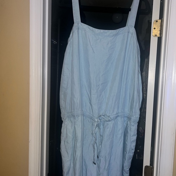 LOFT Chambray Soft Blue Zip-Up Jumpsuit XXL Tall - Picture 3 of 6